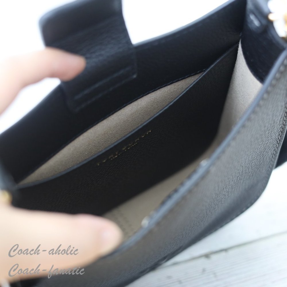 NWT Tory Burch Thea Web Mini Shoulder Bag Leather Crossbody in Black - Picture 10 of 14